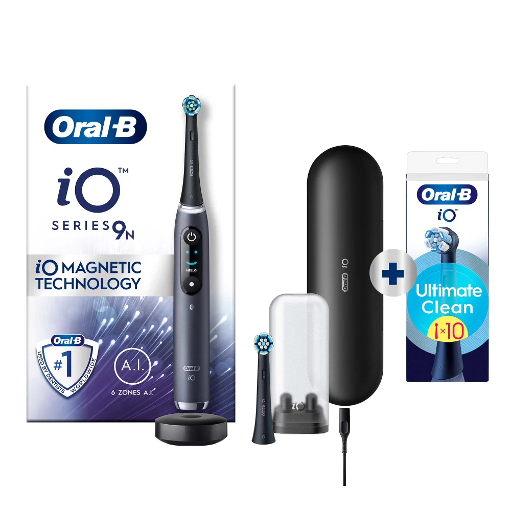 Oral-B iO 9N Elektrische Tandenborstel Zwart + 10 Opzetborstels Afbeelding 1
