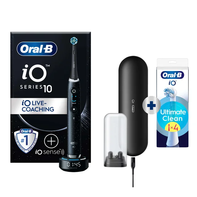 Oral-B iO 10 Elektrische Tandenborstel Cosmic Zwart + 4 Opzetborstels