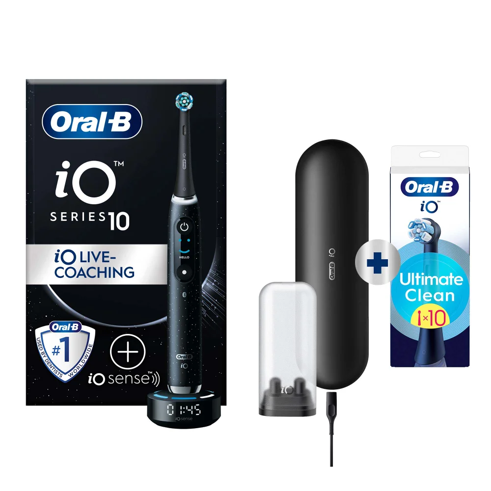 Oral-B iO 10 Elektrische Tandenborstel Cosmic Zwart + 10 Opzetborstels Afbeelding 1