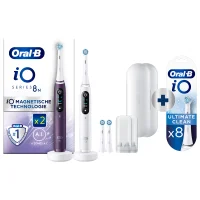 Oral B iO Series 8N White & Violet Electric Toothbrushes Virtual Duo + 8 Refills