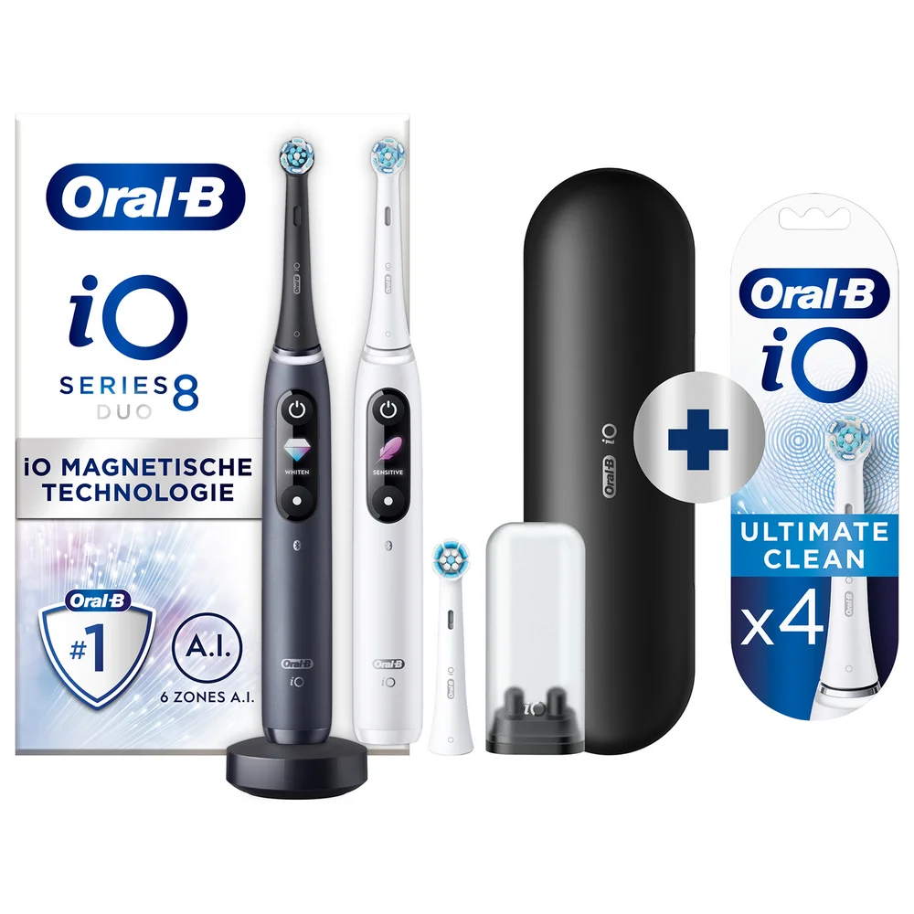 Oral B iO Series 8N White & Black Electric Toothbrushes Virtual Duo Afbeelding 1
