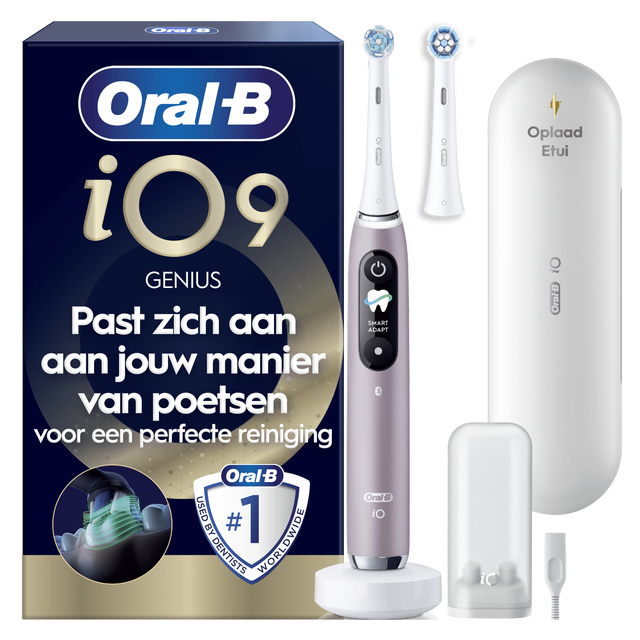 Oral-B iO 9 Elektrische Tandenborstel | Roze | 2 Opzetborstels | Oplaadreisetui