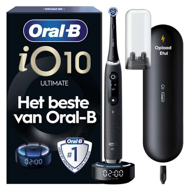 Oral-B iO10 Elektrische Tandenborstel | Cosmic Zwart | 1 Opzetborstel | 1 Oplaadreisetui