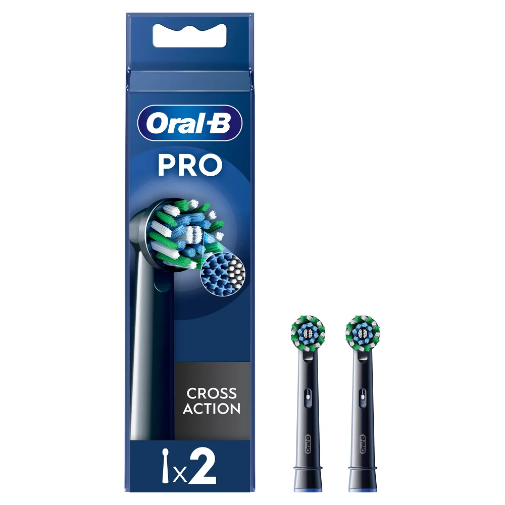 Oral-B CrossAction Opzetborstels Zwart, 2 Stuks Afbeelding 1