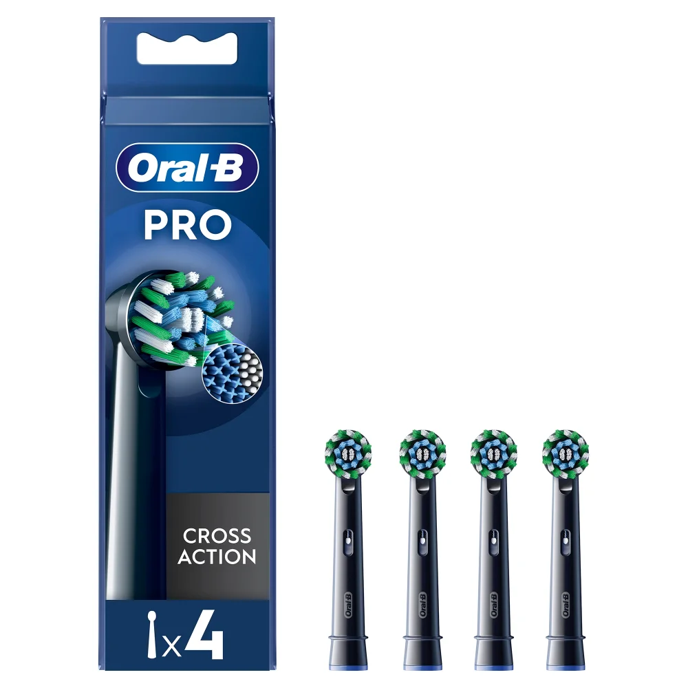 Oral-B CrossAction Opzetborstels Zwart, 4 Stuks Afbeelding 1