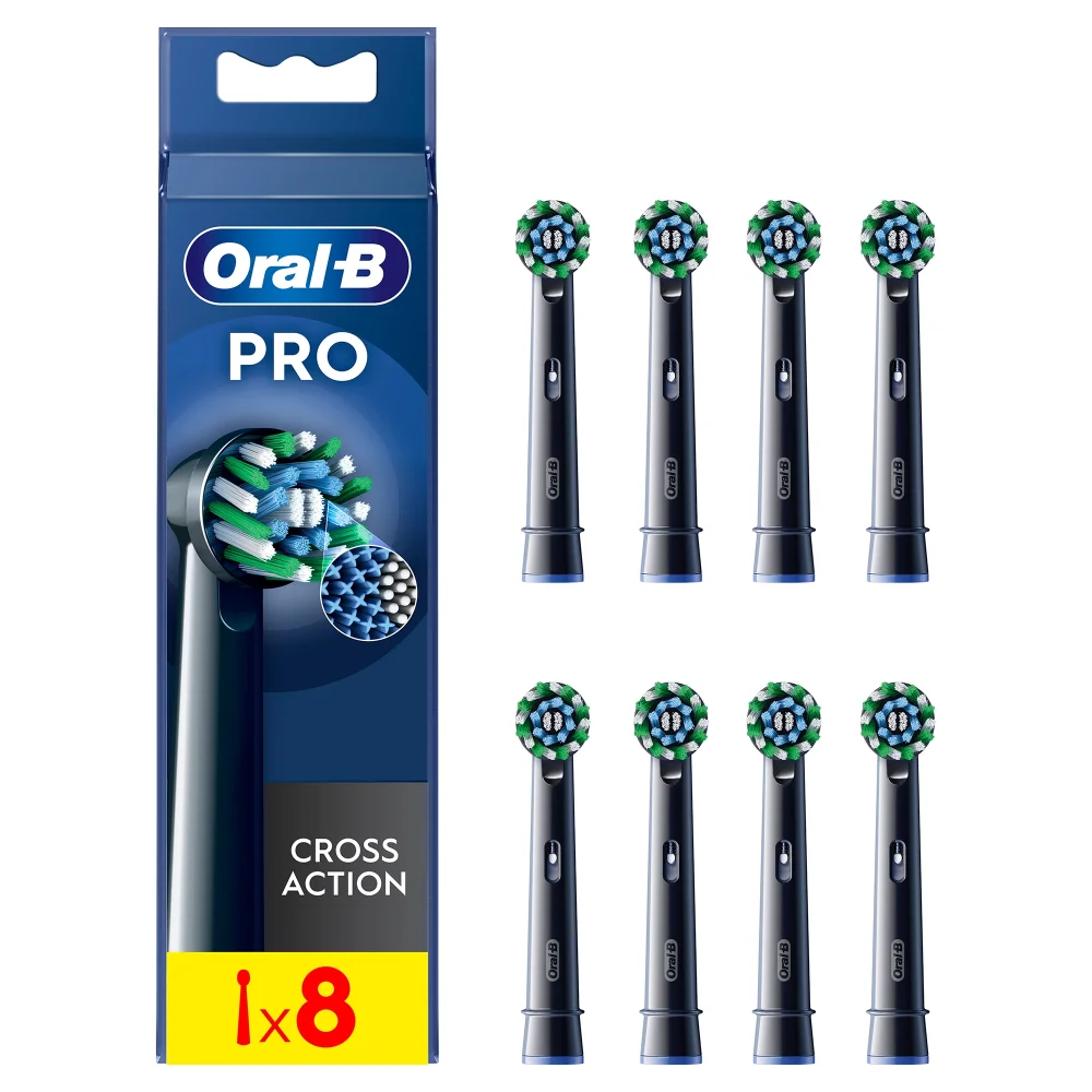 Oral-B CrossAction Opzetborstels Zwart, 8 Stuks Afbeelding 1