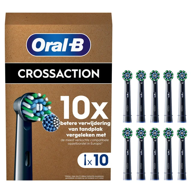 Oral-B Pro Cross Action Opzetborstels Zwart, 10 Stuks
