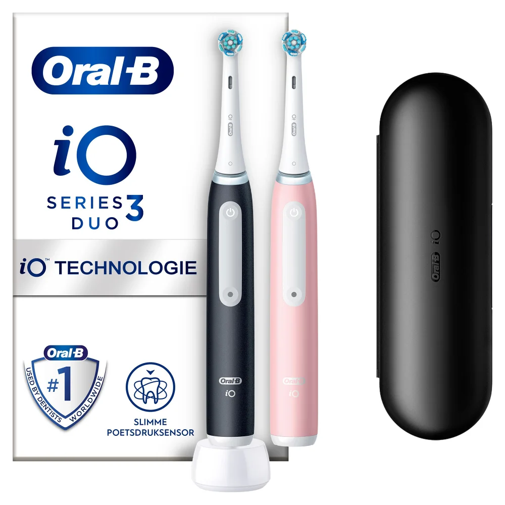 Oral-B iO 3 Elektrische Tandenborstels Zwart & Roze Duoverpakking Afbeelding 1