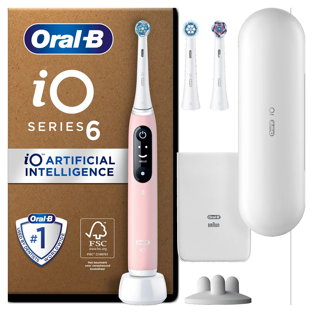 Oral B iO6 Pink Electric Toothbrush and Extra Pack of Toothbrush Head 2 Count Afbeelding 1