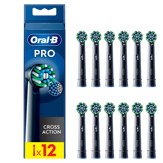 Oral-B CrossAction Opzetborstels Zwart, 12 Stuks