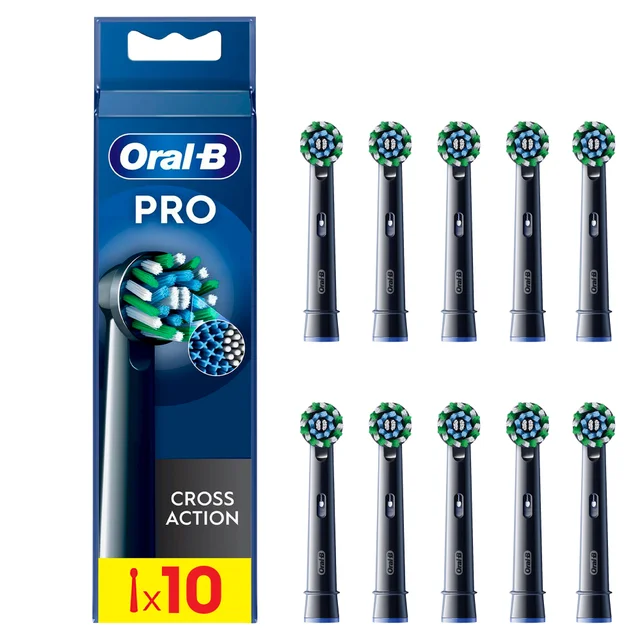 Oral-B CrossAction Opzetborstels Zwart, 10 Stuks