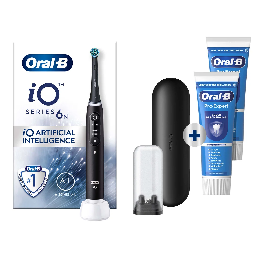 Oral-B iO 6N Elektrische Tandenborstel Zwart Lava + 2 Pro-Expert Tandpasta's Afbeelding 1