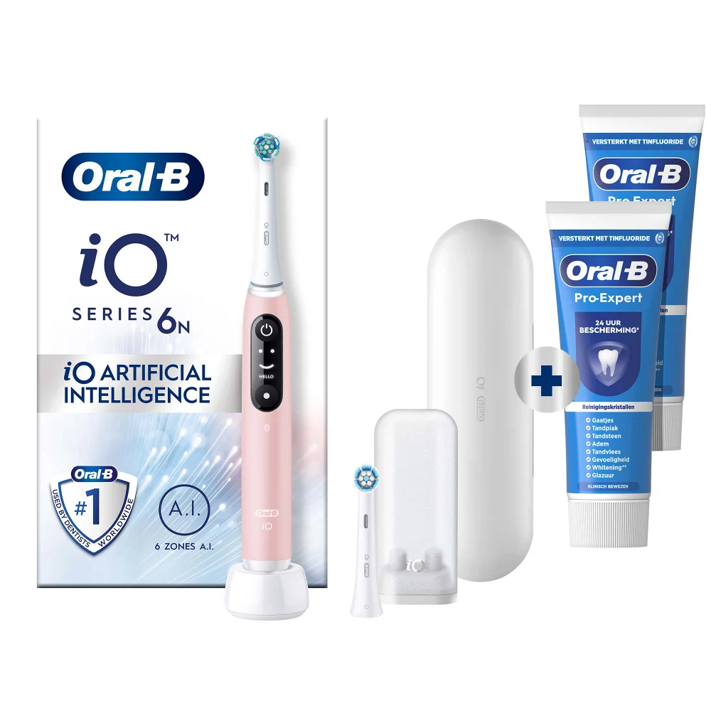 Oral-B iO 6N Elektrische Tandenborstel Roze + 2 Pro-Expert Tandpasta's Afbeelding 1