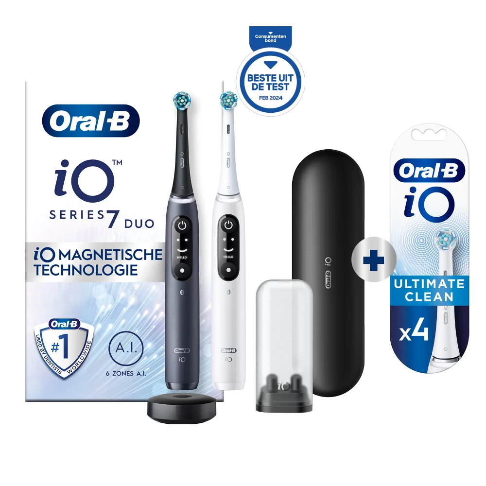 Oral-B iO 7 Elektrische Tandenborstels Zwart & Wit + 4 Opzetborstels Afbeelding 1