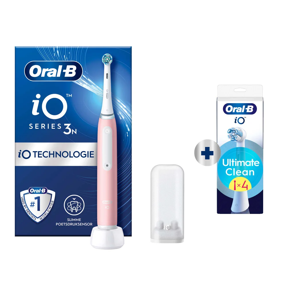 Oral-B iO 3 Elektrische Tandenborstel Roze + 4 Opzetborstels Afbeelding 1