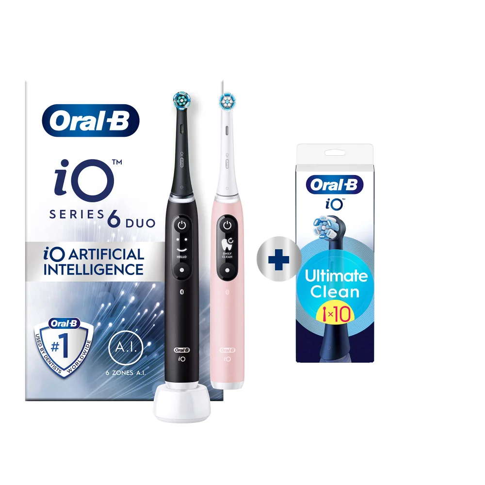 Oral-B iO 6 Elektrische Tandenborstel Zwart & Roze Duoverpakking Afbeelding 1