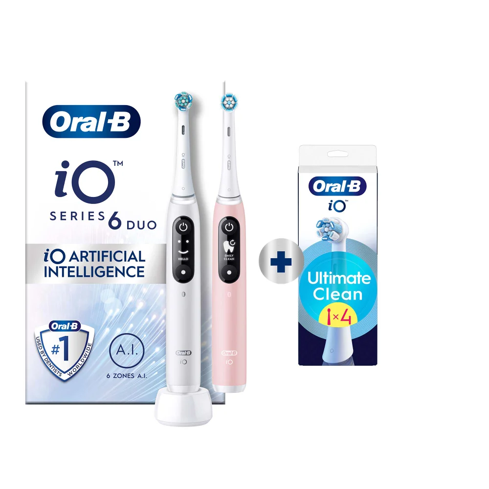 Oral-B iO 6 Elektrische Tandenborstel Wit & Roze Duoverpakking Afbeelding 1