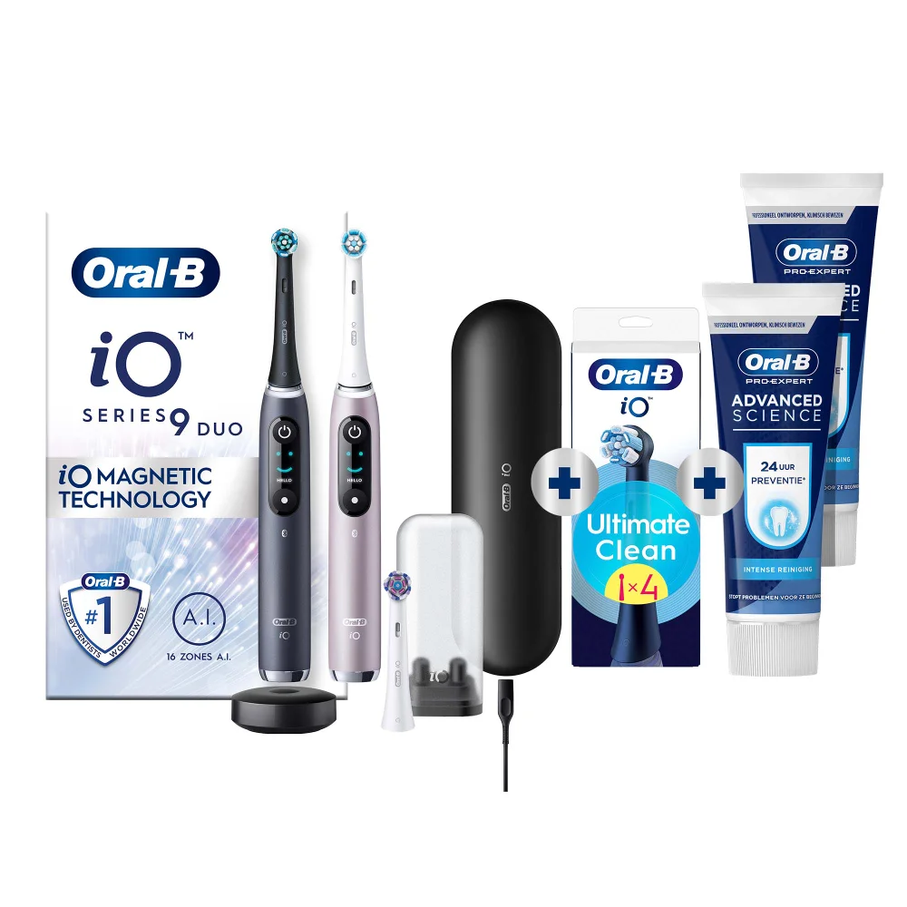 Oral-B iO 9N Elektrische Tandenborstel Zwart & Roze Duoverpakking Afbeelding 1