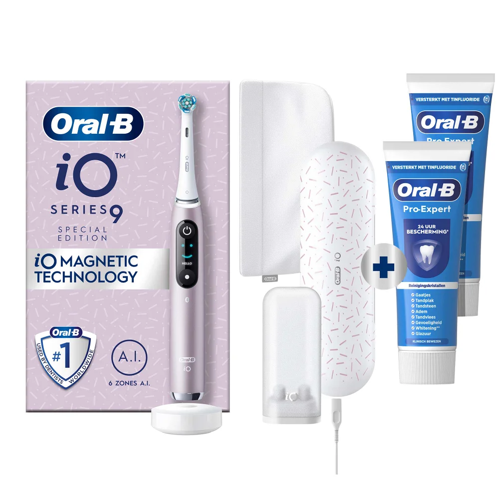 Oral-B iO 9 Special Edition Elektrische Tandenborstel Roze + 2 Pro-Expert Tandpasta's Afbeelding 1