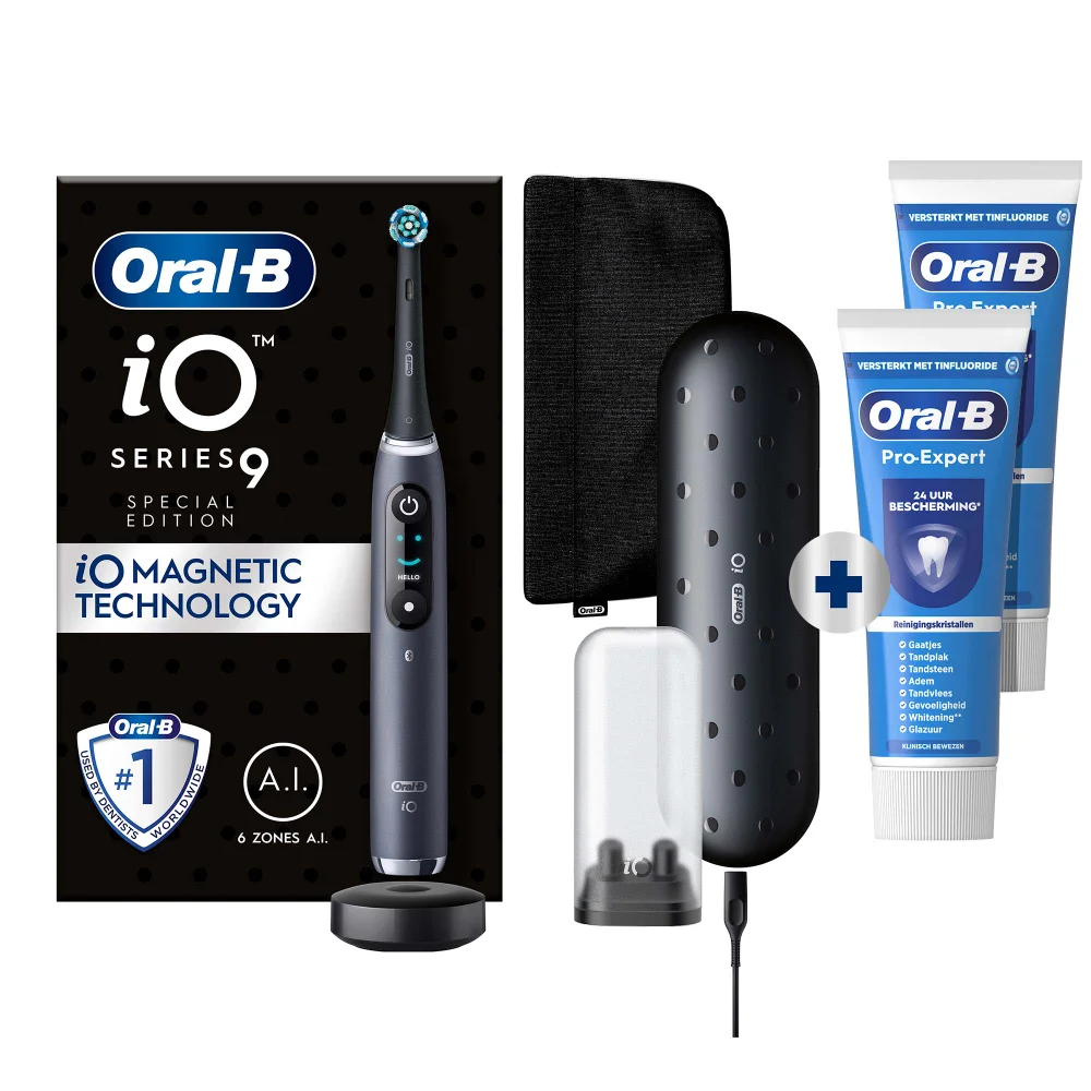 Oral-B iO 9 Special Edition Elektrische Tandenborstel Zwart Onyx + 2 Pro-Expert Tandpasta's Afbeelding 1