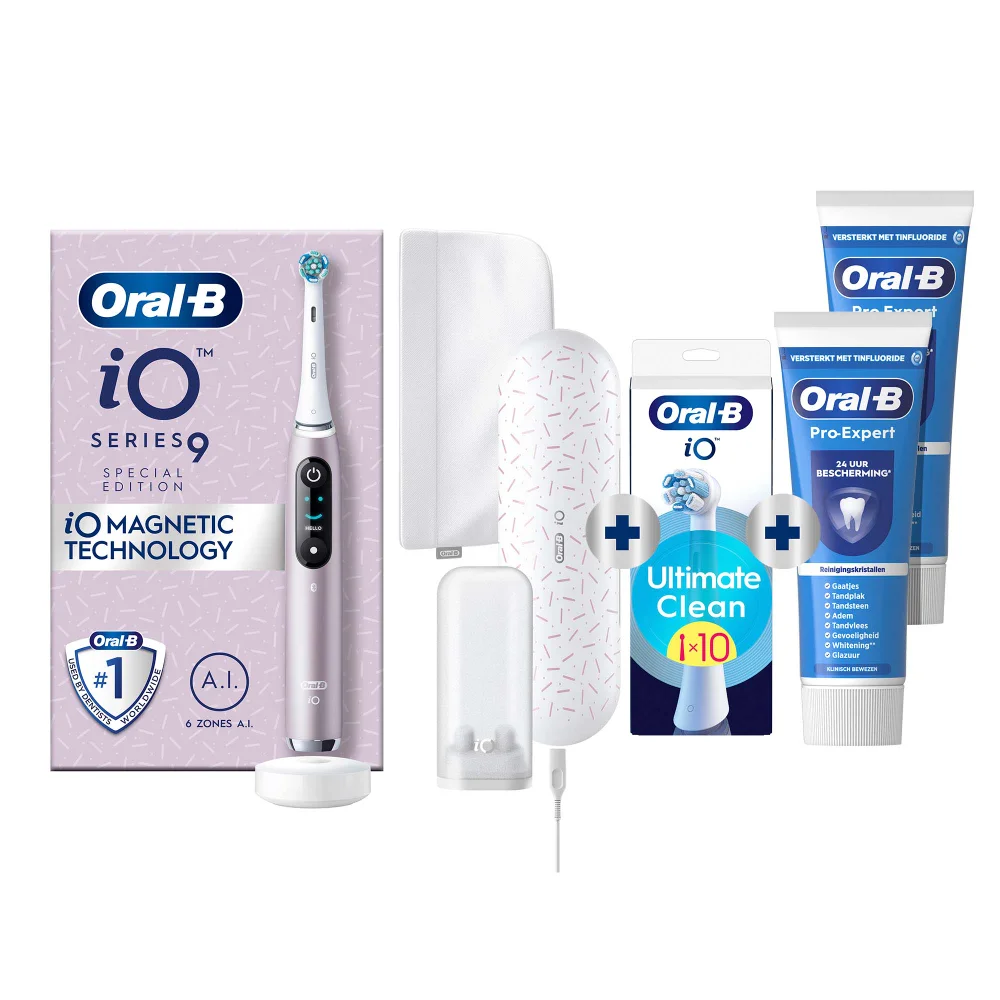 Oral-B iO 9 Special Edition Elektrische Tandenborstel Roze + 10 Opzetborstels + 2 Pro-Expert Tandpasta's Afbeelding 1