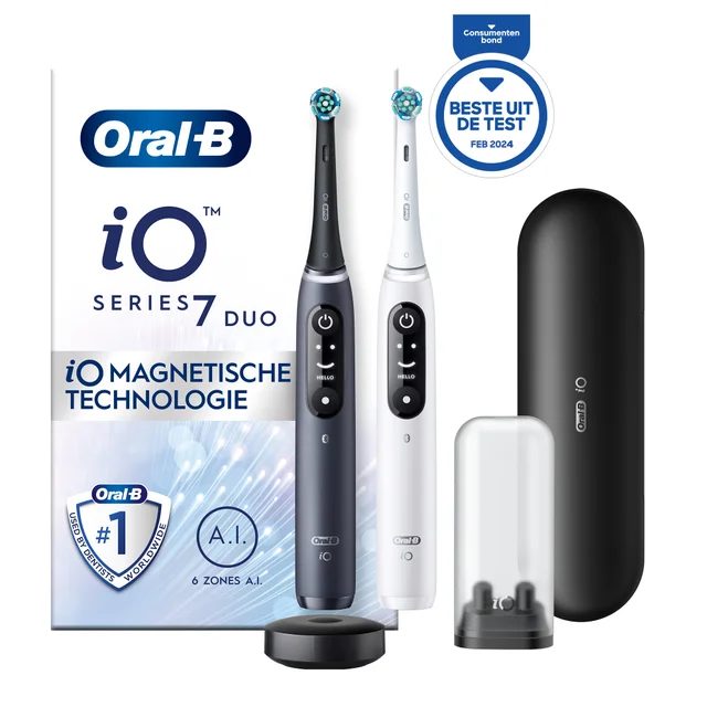 Oral-B iO 7 Elektrische Tandenborstels Zwart & Wit Duoverpakking