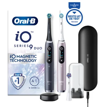 Oral-B iO 9N Elektrische Tandenborstel Zwart & Roze Duoverpakking