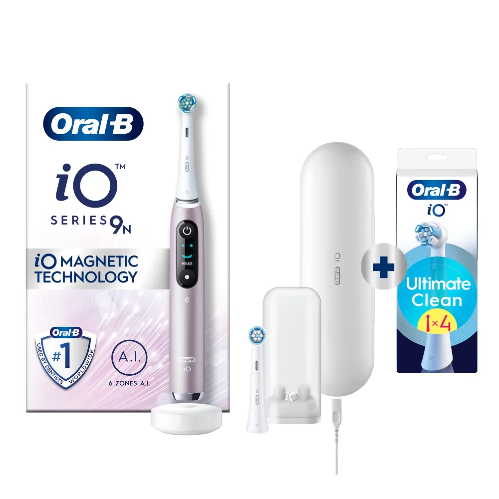 Oral-B iO 9N Elektrische Tandenborstel Roze Quartz + 4 Opzetborstels Afbeelding 1