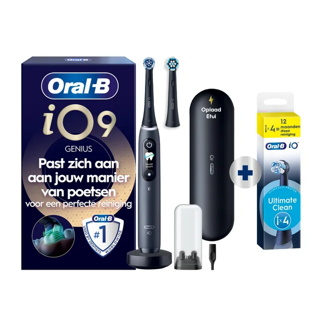 Oral-B iO 9N Elektrische Tandenborstel Zwart + 4 Opzetborstels