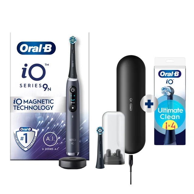 Oral-B iO 9N Elektrische Tandenborstel Zwart + 4 Opzetborstels