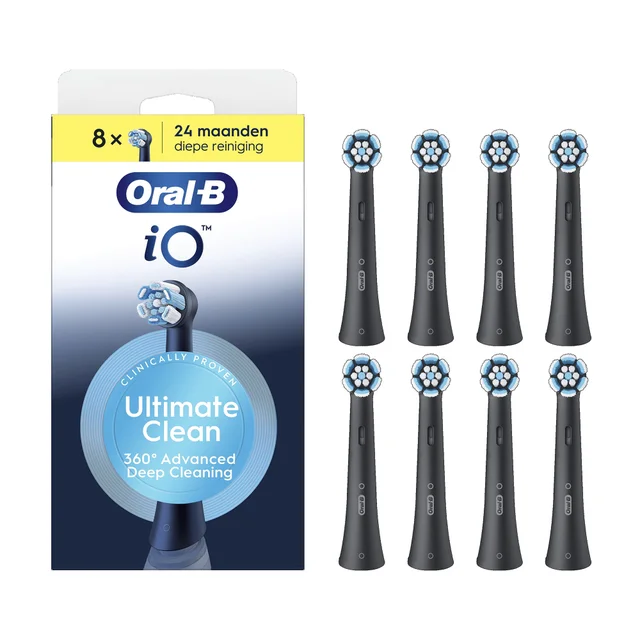 Oral-B iO Series Ultimate Clean Opzetborstels Zwart, 8 Stuks