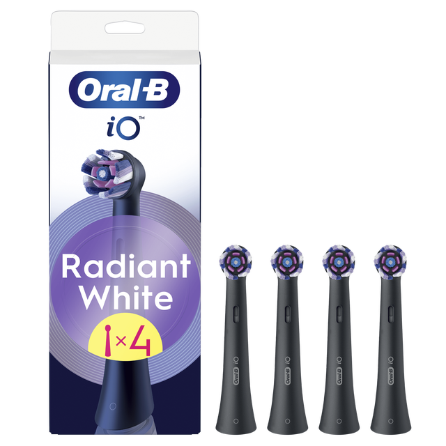 Oral-B iO Series Radiant White Opzetborstels Zwart, 4 Stuks