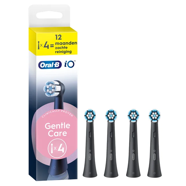 Oral-B iO Series Gentle Care Zwart, Originele opzetborstels, voor gevoelig tandvlees, 4