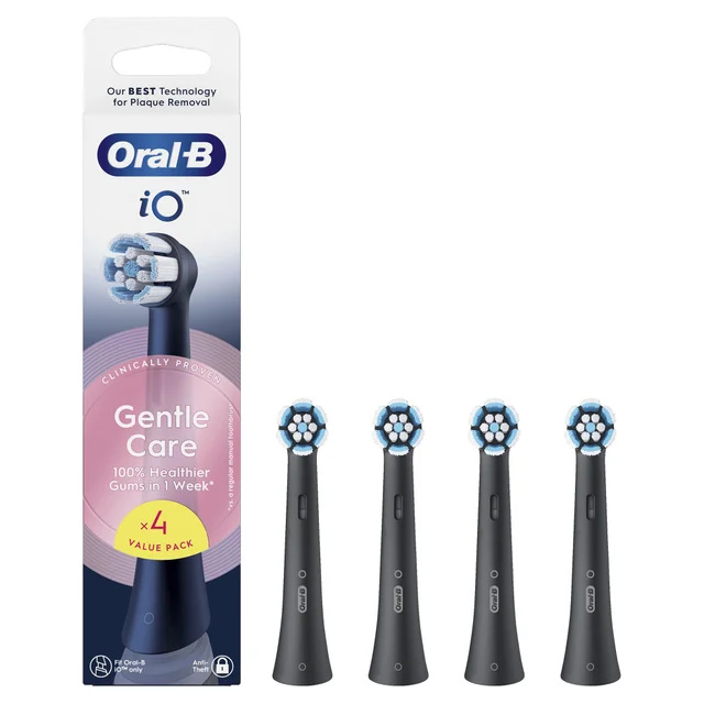 Oral-B iO Series Gentle Care Zwart, Originele opzetborstels, voor gevoelig tandvlees, 4