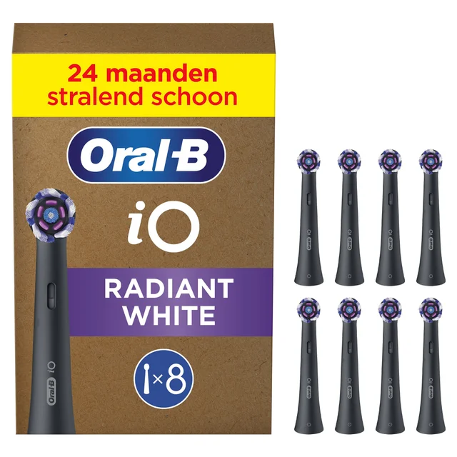 Oral-B iO Series Radiant White Opzetborstels Zwart, 8 Stuks