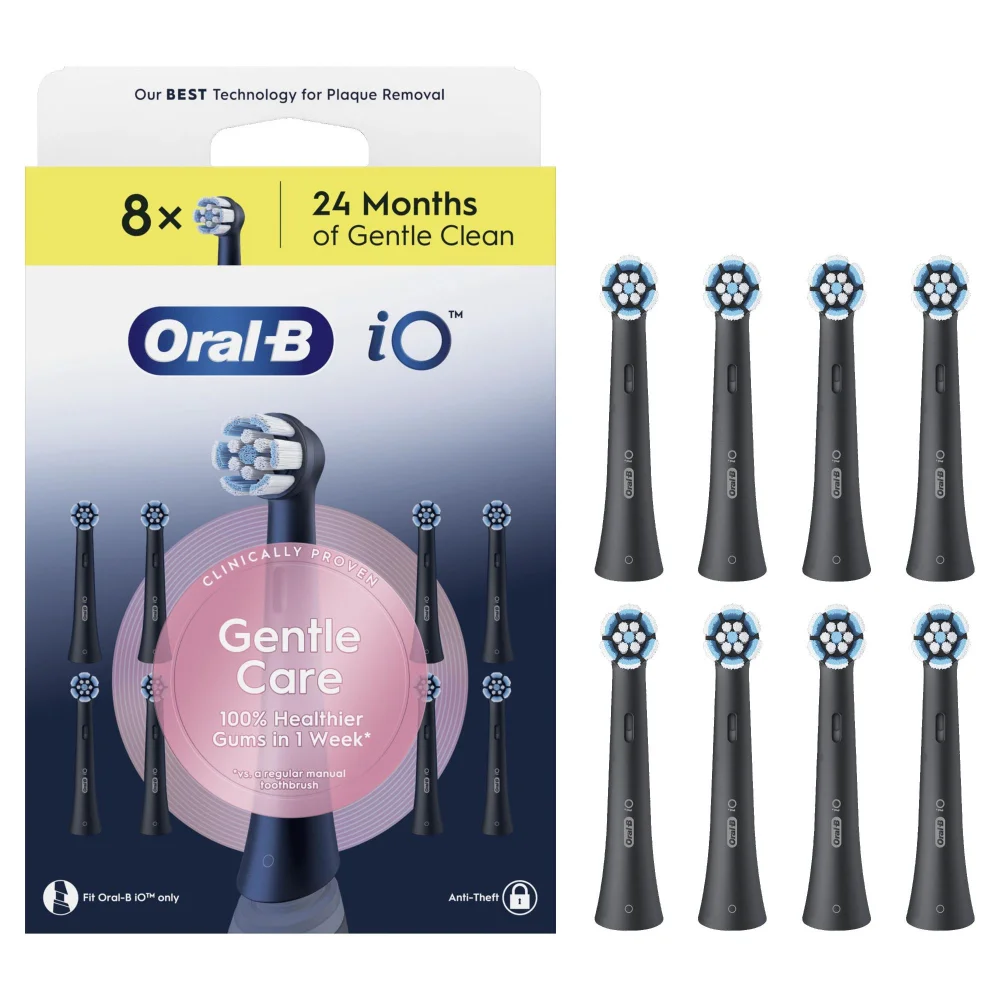 Oral-B iO Series Gentle Care Zwart, Originele opzetborstels, voor gevoelig tandvlees, 8 Afbeelding 1