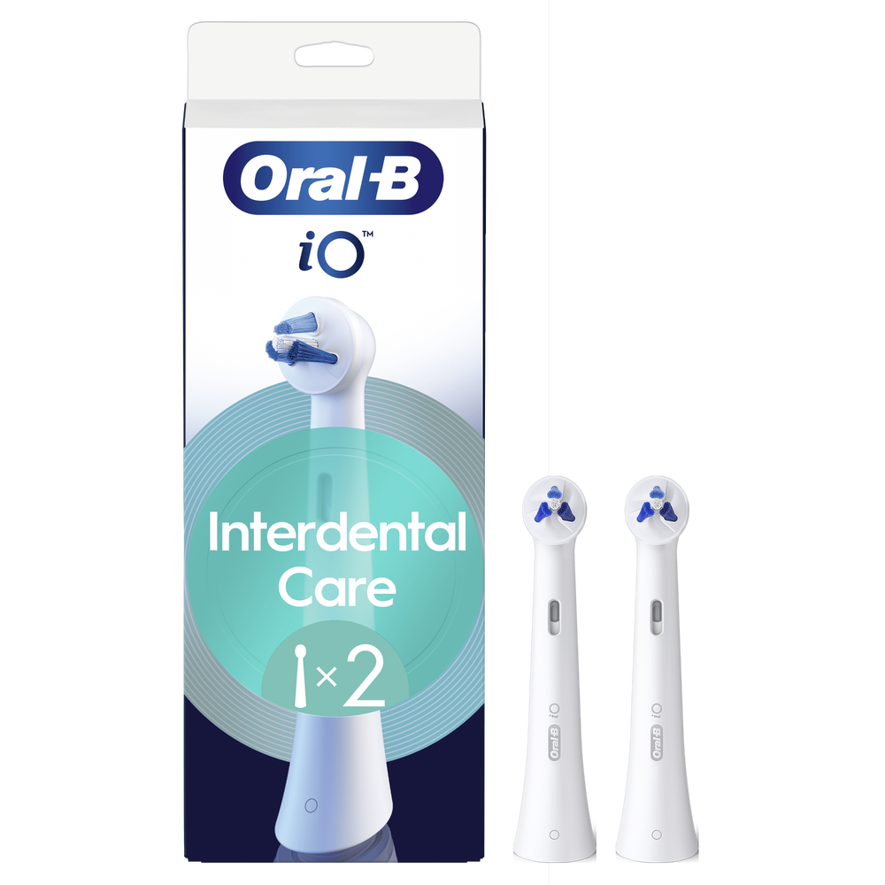 Oral-B iO opzetborstels voor interdentale reiniging, verpakking met 2 stuks.
