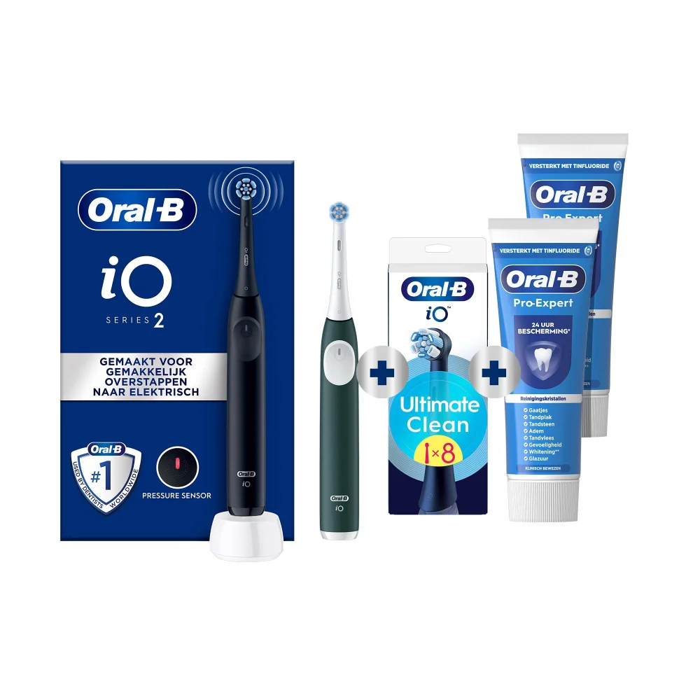 Oral-B iO elektrische tandenborstels, opzetborstels en Pro-Expert tandpasta.