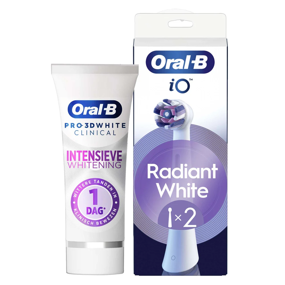 Oral-B Pro 3DW Clinical Intensieve Whitening Tandpasta en 2 Witte Opzetborstels Bundel Afbeelding 1