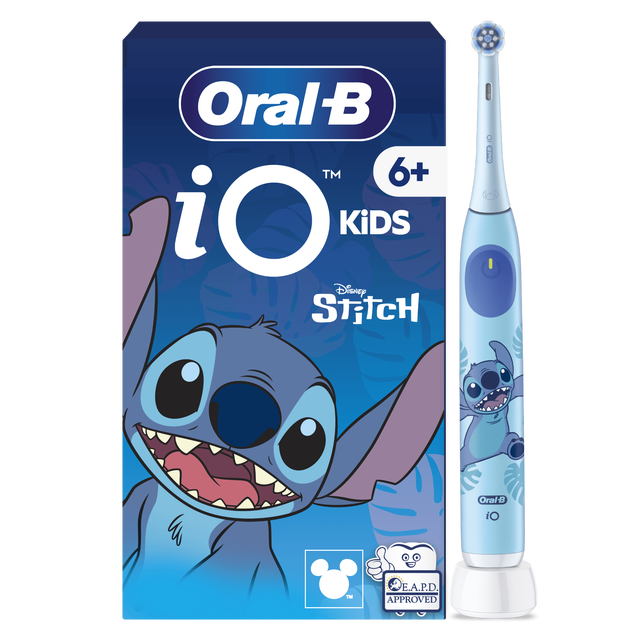 Oral-B iO Kids elektrische tandenborstel met Disney Stitch, aanbevolen voor 6+ jaar en goedgekeurd door EAPD.