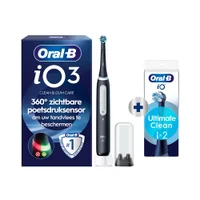 Oral-B tandenborstel drukfeedback: blauw (te zacht), groen (perfect), rood (te hard).