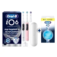 Oral-B iO 6 Elektrische Tandenborstels Wit & Roze Duoverpakking + 8 Opzetborstels