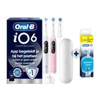 Oral-B iO 6 Elektrische Tandenborstels Wit & Roze Duoverpakking + 4 Opzetborstels