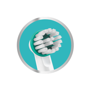 Child using Oral-B app with animated filter while brushing.